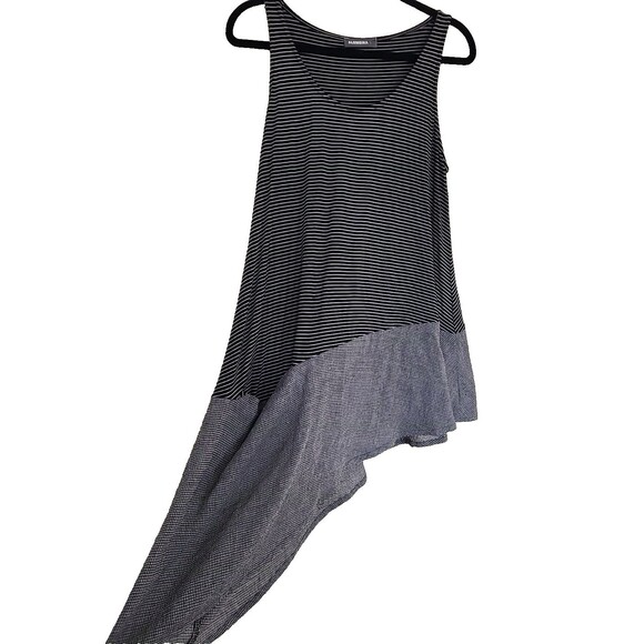 Alembika sleeveless asymmetric tunic Dress Size 3 Mixed Pattern black/white EUC - Picture 3 of 15